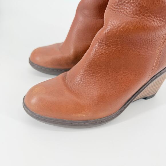 Timberland Stratham Heights Womens Brown Leather Wedge Tall Knee Boots 9 Lined - Picture 5 of 16